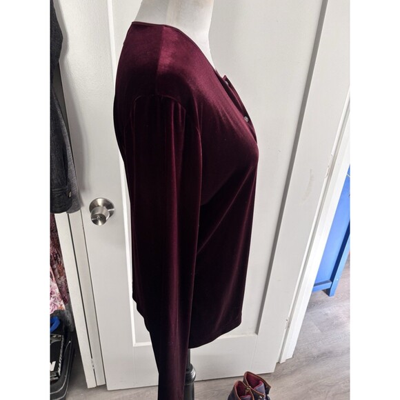 Vtg 90s Esprit De Corp Velvet Cardigan Snap Front Whimsigoth Burgundy USA made L - Picture 4 of 8
